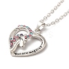 Colorful Rhinestone Heart with Unicorn Pandant Necklace with Cable Chains LS-NJEW-K246-01P-2