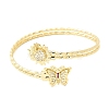 Brass Micro Pave Cubic Zirconia Cuff Bangles for Women BJEW-F526-06G-4