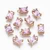 Brass Glass Rhinestone Pendants GLAA-S179-21G-RS-1
