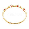 Cubic Zirconia Rhombus & Horse Eye Hinged Bangle BJEW-N012-046-3