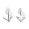 Anti-Tarnish Rhodium Plated Antler Shape 999 Fine Silver Stud Earrings for Women LS-EJEW-S215-07P-1