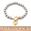 304 Stainless Steel Beaded Stretch Bracelets for Women BJEW-C089-06GP-5