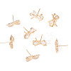 4 Pairs 2 Styles Brass Micro Pave Clear Cubic Zirconia Stud Earring Findings KK-TA0002-63-2