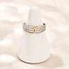 304 Stainless Steel Double Color Cuff Rings RJEW-S635-01GP-07-2