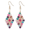 Natural Mixed Gemstone Beaded Rhombus Dangle Earrings EJEW-JE05264-3