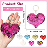 14Pcs 7 Colors PVC Reflective Sequin Heart Pendant Keychain KEYC-YW0001-27-2