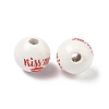 Valentine's Day Spray Painted & Printed Wood European Beads WOOD-L023-03G-2