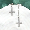 Christian Upside Down Cross 201 Stainless Steel Dangle Stud Earrings LS-EJEW-P314-01C-P-1