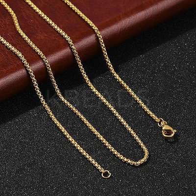 1.5mm Rack Plating Brass Box Chain Necklaces for Women Men MAK-L044-21G-1