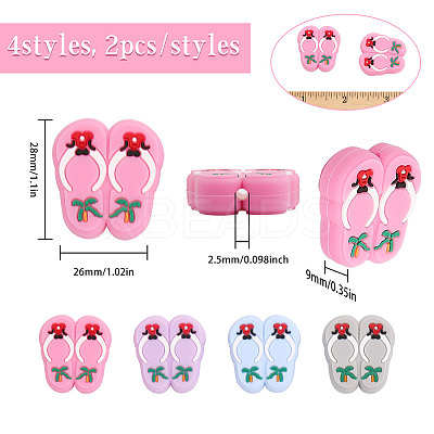 8Pcs 4 Colors Food Grade Eco-Friendly Silicone Focal Beads SIL-CA0002-16-1