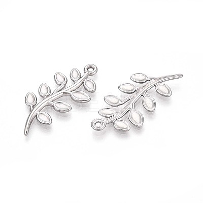 304 Stainless Steel Leaf Pendants STAS-T067-31P-1