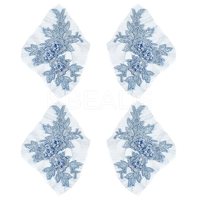 Flower Shape Polyester Embroidery Sew on Flower Appliques LS-DIY-WH20032-60B-1