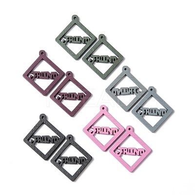 Spray Painted Natural Wood Pendants WOOD-T017-05-M-1