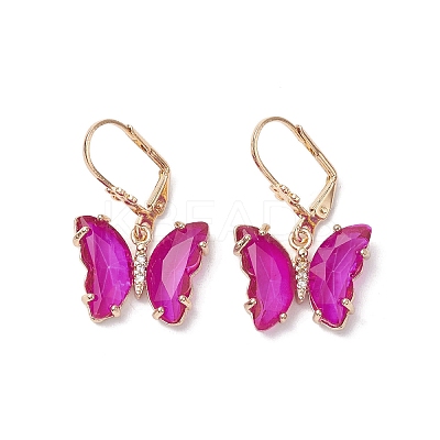 Glass Leverback Earring EJEW-C077-07KCG-1