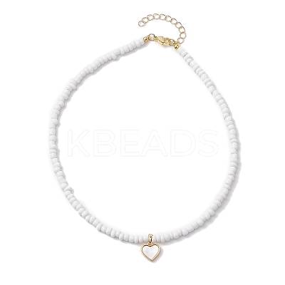 Bohemia Freshwater Shell Heart Pendant Necklaces NJEW-JN04774-1