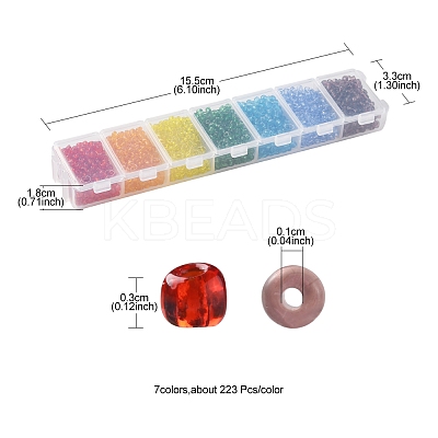 1561Pcs 7 Colors 8/0 Transparent Glass Seed Beads SEED-FS0001-08-1