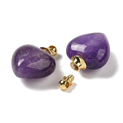 Natural Amethyst Perfume Bottle Pendants G-Z039-03G-03-1