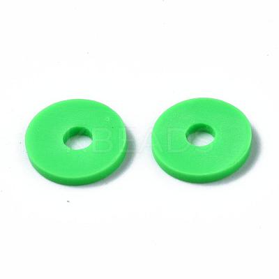 Flat Round Handmade Polymer Clay Beads CLAY-R067-10mm-08-1