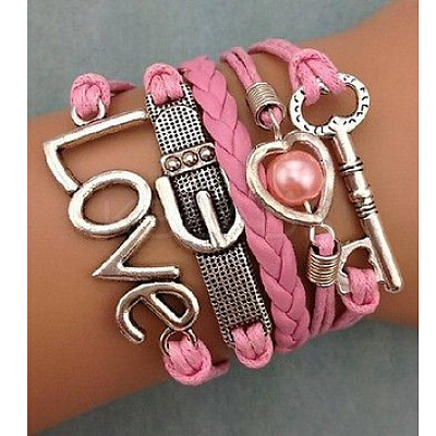Suede & Imitation Leather Cord Knitted Multi-strand Bracelets WGD6FE3-34-1