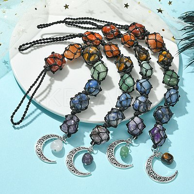 7 Chakra Gemstone Pouch Pendant Decorations HJEW-JM01239-1