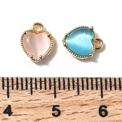 Heart Brass Charms KK-D024-02G-1