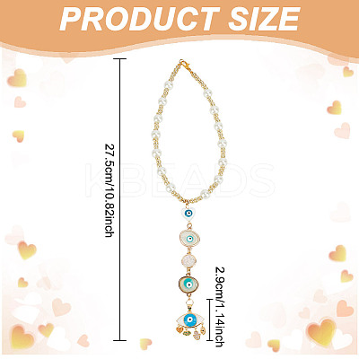 Resin & Shell Evil Eye Pendant Decoration HJEW-DR00026-1