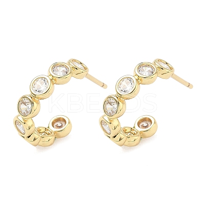 Brass Micro Pave Clear Cubic Zirconia Stud Earrings X-EJEW-G452-07G-1