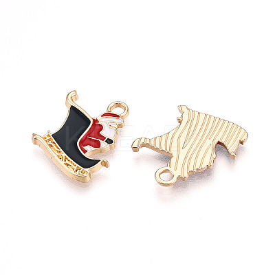 Golden Plated Alloy Enamel Pendants X-ENAM-T009-88-RS-1