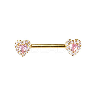 Brass Rose Rhinestone Heart Barbell Nipple Rings FS-WGE2017-02-1
