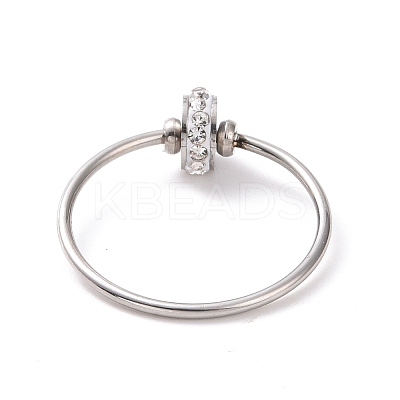 Crystal Rhinestone Flat Round Finger Ring RJEW-D120-22B-P-1
