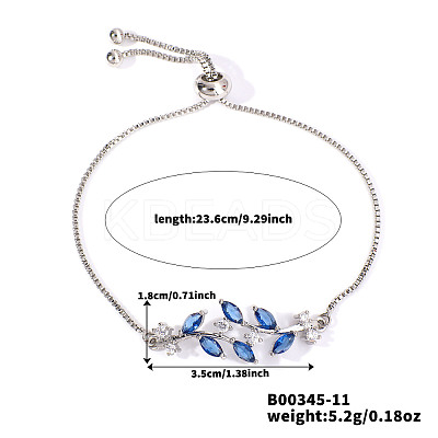 Brass Micro Pave Cubic Zirconia Box Chain Slider Bracelets DJ2694-5-1