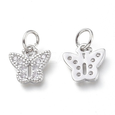 Brass Micro Pave Clear Cubic Zirconia Pendants KK-P188-N01-P-1
