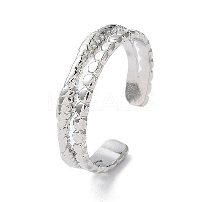 Non-Tarnish 304 Stainless Steel Double Line Open Cuff Rings LS-RJEW-D006-06P-1