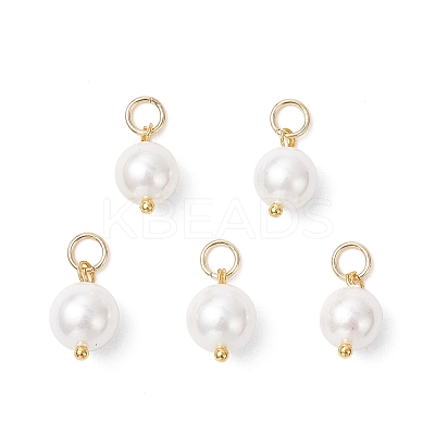 Shell Pearl Round Charms PALLOY-JF04476-01-1
