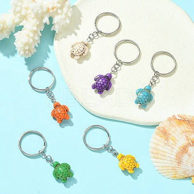Dyed Synthetic Turquoise Sea Turtle Pendant Keychain KEYC-JKC00641-1