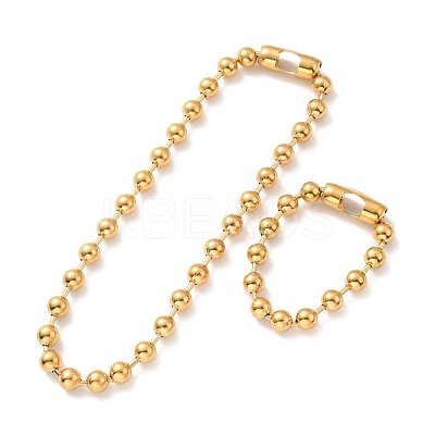 PVD Vacuum Plating 304 Stainless Steel Ball Chain Necklace & Bracelet Set STAS-D181-01G-02A-1