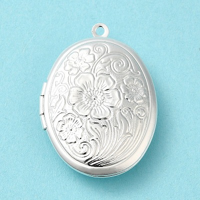 Rack Plating Brass Locket Pendants KK-K277-03S-1