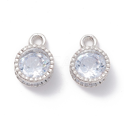 Alloy Clear Cubic Zirconia Charms ZIRC-A022-04P-1