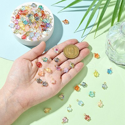 150Pcs 25 Colors Glass Pendants PALLOY-CJ00076-1