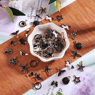 140Pcs 14 Styles Alloy Pendants ENAM-SZ0001-91-1