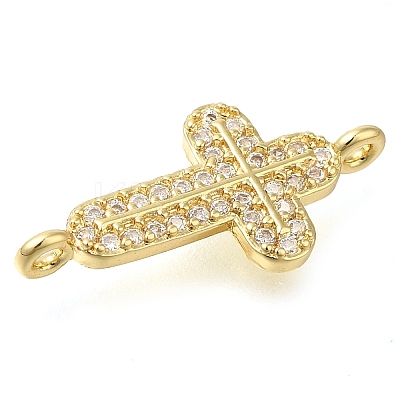 Brass Pave Clear Cubic Zirconia Connector Charms KK-M101-02C-G02-1