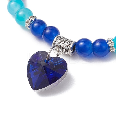 Baking Paint Imitation Jade Glass Round Beaded Charm Bracelets BJEW-JB11737-01-1