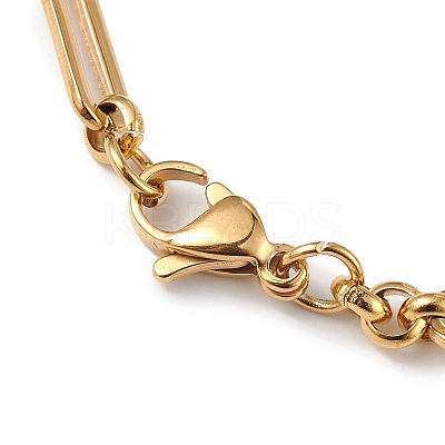 Ion Plating(IP) 304 Stainless Steel Figaro Chain Bracelet for Women X-BJEW-G669-21G-1