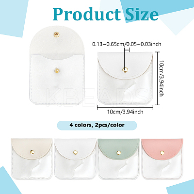 8Pcs 4 Colors PU Leather Jewelry Envelope Pouches Gift Bags with Snap Button and Clear Window ABAG-PH0001-62A-1