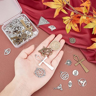 56Pcs 14 Style Tibetan Style Alloy Pendants TIBEP-PH0001-31-1