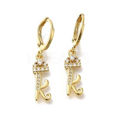 Brass Clear Cubic Zirconia Hoop Earrings EJEW-M045-01K-1