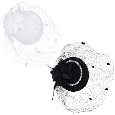 2Pcs 2 Colors Women's Fascinator Hat AJEW-GF0010-07-1