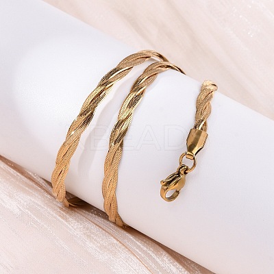 304 Stainless Steel Twisted Snake Chain Necklaces X-NJEW-Q013-08G-1