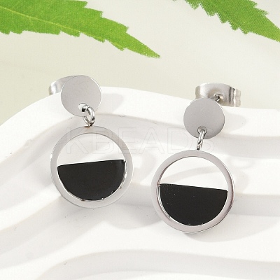 304 Stainless Steel Plastic Dangle Stud Earrings EJEW-Z089-16P-1