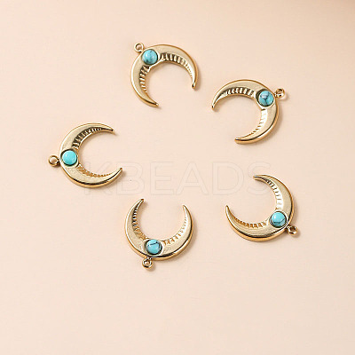 Bohemia Style Synthetic Turquoise Moon Charms LS-BOHO-PW0001-060A-01-1